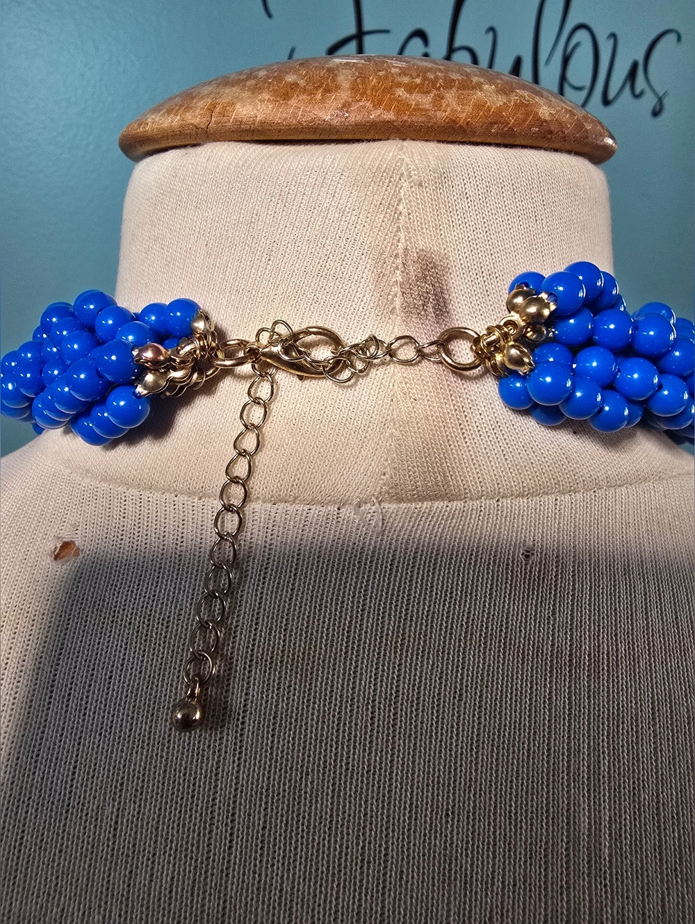 Bold Multi-Strand Cobalt Blue Beaded Necklace - Picture 4 of 6